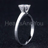 0.35ct Round Cut Moissanite Solitaire Women Engagement Ring 14k WhiteGold Plated