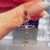 0.6ct Round Cut Simulated Green Peridot Holy Cross Pendant 14k YellowGold Plated