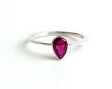 0.5ct Engagement Ring Pear Pink Ruby Solitaire Minimalist 14k White Gold Finish
