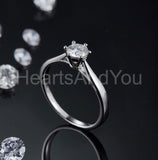 0.5ct Round Cut Moissanite 6 Prong Solitaire Engage Ring 14k White Gold Plated