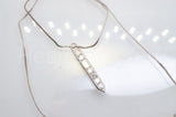 0.5ct Baguette Simulated Diamond Vertical Bar Pendant Chain 14k WhiteGold Plated
