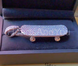 2.2ct Round Cut Moissanite Skateboard Pendant 14k White Gold Plated NO CHAIN