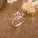 1ct Cushion Cut Simulated Peach Morganite Infinity Ring 14k Rose Gold Plated