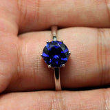 2ct Round Cut Blue Sapphire Engagement Ring 6 Prong Solitaire 14k WhiteGold Over
