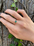 0.5ct Baguette Cut Green Emerald Minimalist Solitaire Ring 14k YellowGold Over