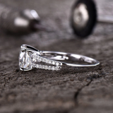 2ct Engagement Ring Cushion Cut Diamond Split Shank Design 14k White Gold Finish