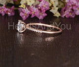 0.5ct Cushion Simulated Diamond Solitaire with Accents Ring 14k Rose Gold Plated