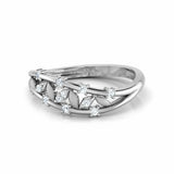1Ct Round Cut Diamond Leaf Vine Nature Engagement Ring 14K White Gold Finish