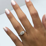 3ct Oval Cut VVS1 Diamond Accent Solitaire Engagement Ring 14k White Gold Finish