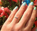 0.5ct Round Cut Blue Topaz Solitaire Trilogy Engagement Ring 14k YellowGold Over