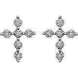 0.5ct Round Cut Diamond God Jesus Cross Stud Earring 14k White Gold Finish
