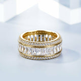 6Ct Radiant Cut Diamond Round Edges Eternity Wedding Band 14K Yellow Gold Finish