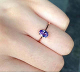 0.45ct Engagement Ring Oval Cut Blue Tanzanite Solitaire 14k Rose Gold Finish