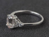 2.5ct Oval Cut Peach Morganite Leaf Accent Solitaire Ring 14k White Gold Finish