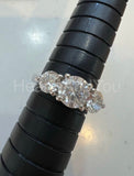2.2ct Round Cut Moissanite Three Stone Engagement Ring 14k White Gold Plated