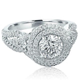 4.5ct Round Cut Diamond Dual Halo Split Band Cocktail Ring 14k White Gold Finish