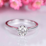 1ct Round Cut Diamond Engagement Ring Bezel Set Solitaire 18k White Gold Over