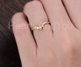 0.5ct Round Simulated Diamond Chevron Curved Pearl Wed Band 14k Rose Gold Plated