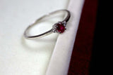 0.2ct Engagement Ring Oval Cut Pink Ruby Dainty Minimalist 14k White Gold Finish