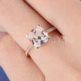 1.6ct Cushion Cut Simulated Peach Morganite Accented Ring 14k Rose Gold Plated