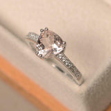 2.2ct Engagement Ring Trillion Cut Morganite Diamond Accent 14k WhiteGold Finish