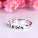 1.2ct Round Cut Black Diamond Wedding Band Half Eternity 14k White Gold Finish