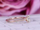 1.3ct Oval Cut Diamond Engagement Ring Solitaire with Accents 14k Rose Gold Over