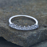 0.45ct Wedding Band Round Diamond Stackable Petite Minimal 14k White Gold Finish
