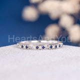 0.3ct Round Cut Simulated Blue Sapphire Half Eternity Band 14k White Gold Plated