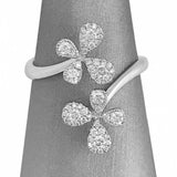 2Ct Round Cut Diamond Floral Open ByPass Engagement Ring 14K White Gold Finish