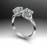 3Ct Round Cut Diamond Two Stone Cocktail Engagement Ring 18K White Gold Finish