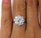 4Ct Round Cut Diamond Milgrain Floral Halo Engagement Ring 14K White Gold Finish