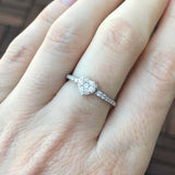 1.3ct Round Diamond Engagement Ring Solitaire with Accents 18k White Gold Finish