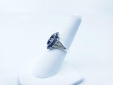 2.2ct Engagement Ring Pear Cut Blue Sapphire Art Deco 14k White Gold Finish