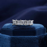 0.5ct Asscher Simulated Diamond Five Stone Wedding Band 14k White Gold Plated