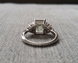 3Ct Emerald Cut Diamond Engagement Ring 14K White Gold Finish Three Stone Accent