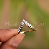 0.3ct Round Cut Moissanite Curved Chevron Crown Ring 14K Yellow Gold Plated