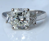 5Ct Radiant Cut Trilogy Engagement Ring 18K White Gold Finish Trapezoid Accents