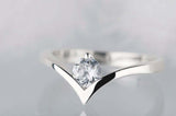 0.5ct Round Cut Diamond Engagement Ring Solitaire Curved 14k White Gold Finish