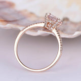 1.5ct Cushion Cut Peach Morganite Solitaire Engagement Ring 14k Rose Gold Finish