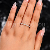 0.15ct Round Cut Moissanite Half Eternity Wedding Band 14k White Gold Plated