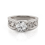 1ct Round Cut VVS1 Diamond Engagement Ring 14k WhiteGold Finish Filigree Vintage