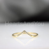 0.12ct Round Cut Moissanite Curved Stackable Wedding Band 14k Yellow Gold Plated