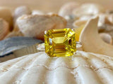2.5ct Engagement Ring Emerald Cut Yellow Citrine Solitaire 14k White Gold Finish