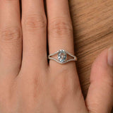 2.2ct Engagement Ring Oval Cut Blue Aquamarine Split Shank 14k White Gold Finish