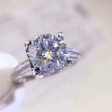 Two Row Accents Engagement Ring 2ct Round Cut VVS1 Diamond 14k White Gold Finish