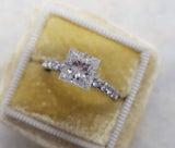 2.2ct Princess Cut Diamond Accent Solitaire Engagement Ring 14k White Gold Over