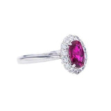 2ct Oval Cut Pink Ruby Engagement Ring Diamond Halo Solitaire 14k WhiteGold Over