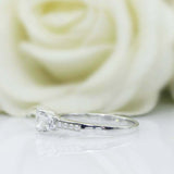 2ct Round Cut Diamond Solitaire with Accents Trilogy Ring 14k White Gold Finish