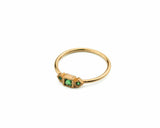 0.5ct Princess Cut Green Emerald Trilogy Minimalist Ring 14k Yellow Gold Finish